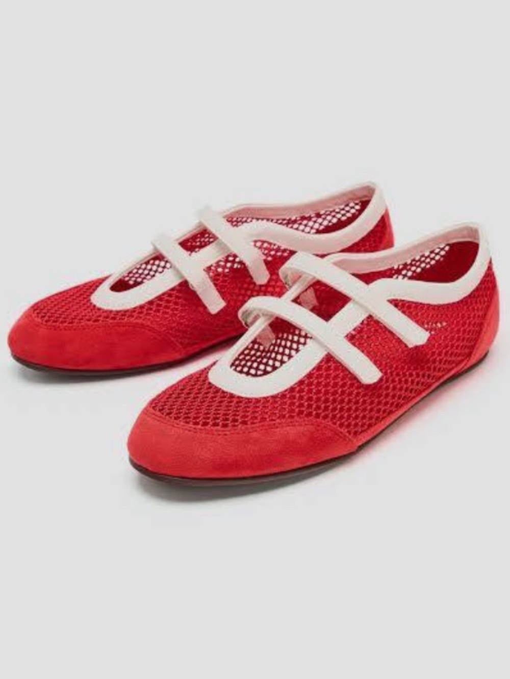 Zara Red Mesh Ballet Flats Sneakers